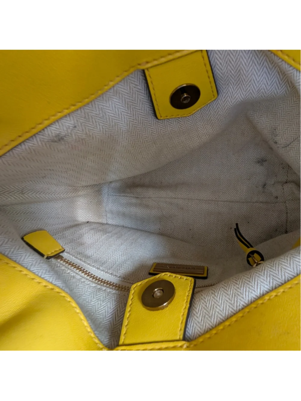 Tory Burch Kira Chevron Yellow Mini Bucket Bag - Flaws